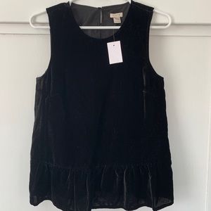 J.Crew black sleeveless velvet top- NWT